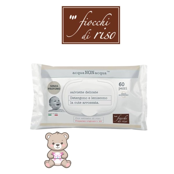 Salviettine Senza Profumo 60 pz – Fiocchi di Riso