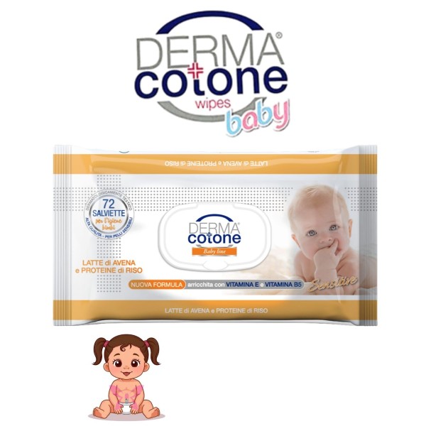 Salviettine Dermacotone 72 pz – Avena e Proteine di Riso