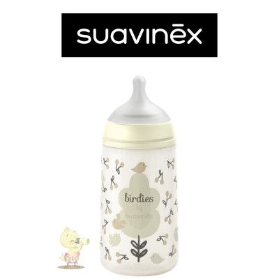 Suavinex Birdies Biberon 270 ml – Beige/Rosa/Verde