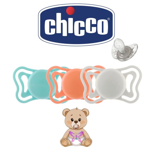 Chicco Succhietto Light 2–6m – Pesca/Azzurro/Grigio