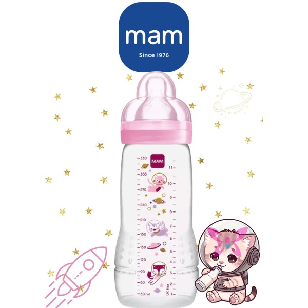 MAM Easy Active 330 ml – Azzurro/Rosa/Grigio