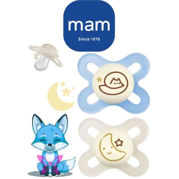 Coppia MAM Night 0m+ – Azzurro Bianco