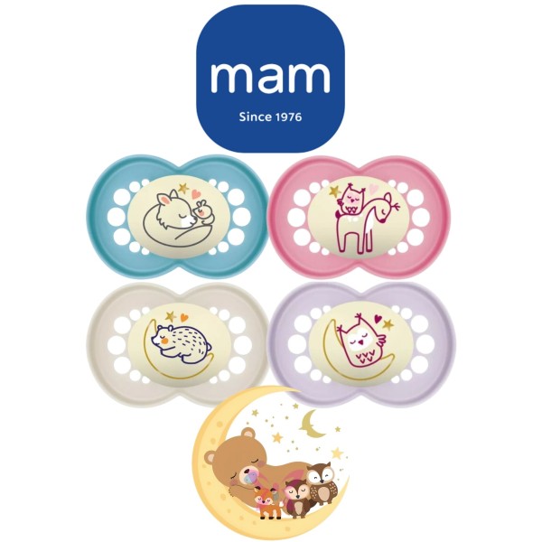 MAM Night 6+ – Ciucci Luminosi Azzurro/Bianco Rosa/Lilla