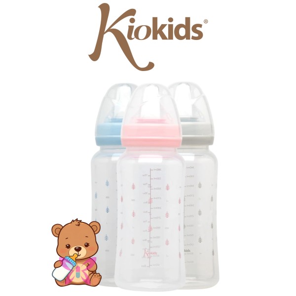 Biberon Kiokids 360ml – Azzurro/Rosa/Grigio
