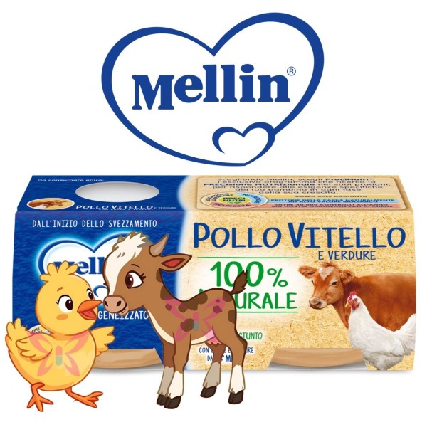 Omogeneizzato Pollo Vitello Verdure Mellin 2x80g