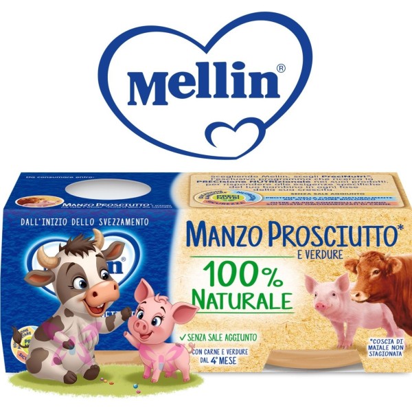 Mellin Omogeneizzato Manzo Prosciutto e Verdure 2x80g