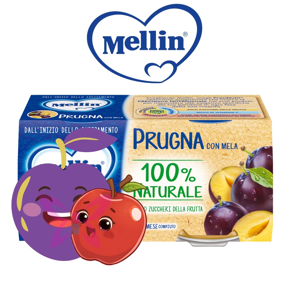Mellin Omogeneizzato Prugna e Mela 2x100 g
