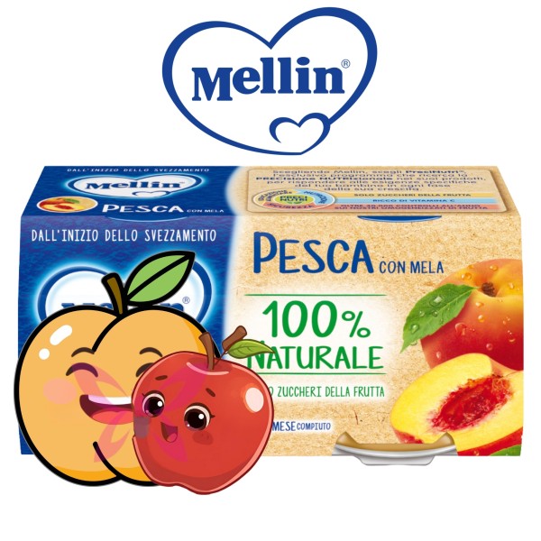 Mellin Omogeneizzato Mela e Pesca 2x100 g