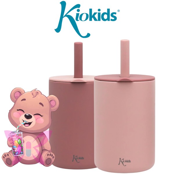 Bicchieri in Silicone con Cannuccia per Bambini – Azzurro e Rosa