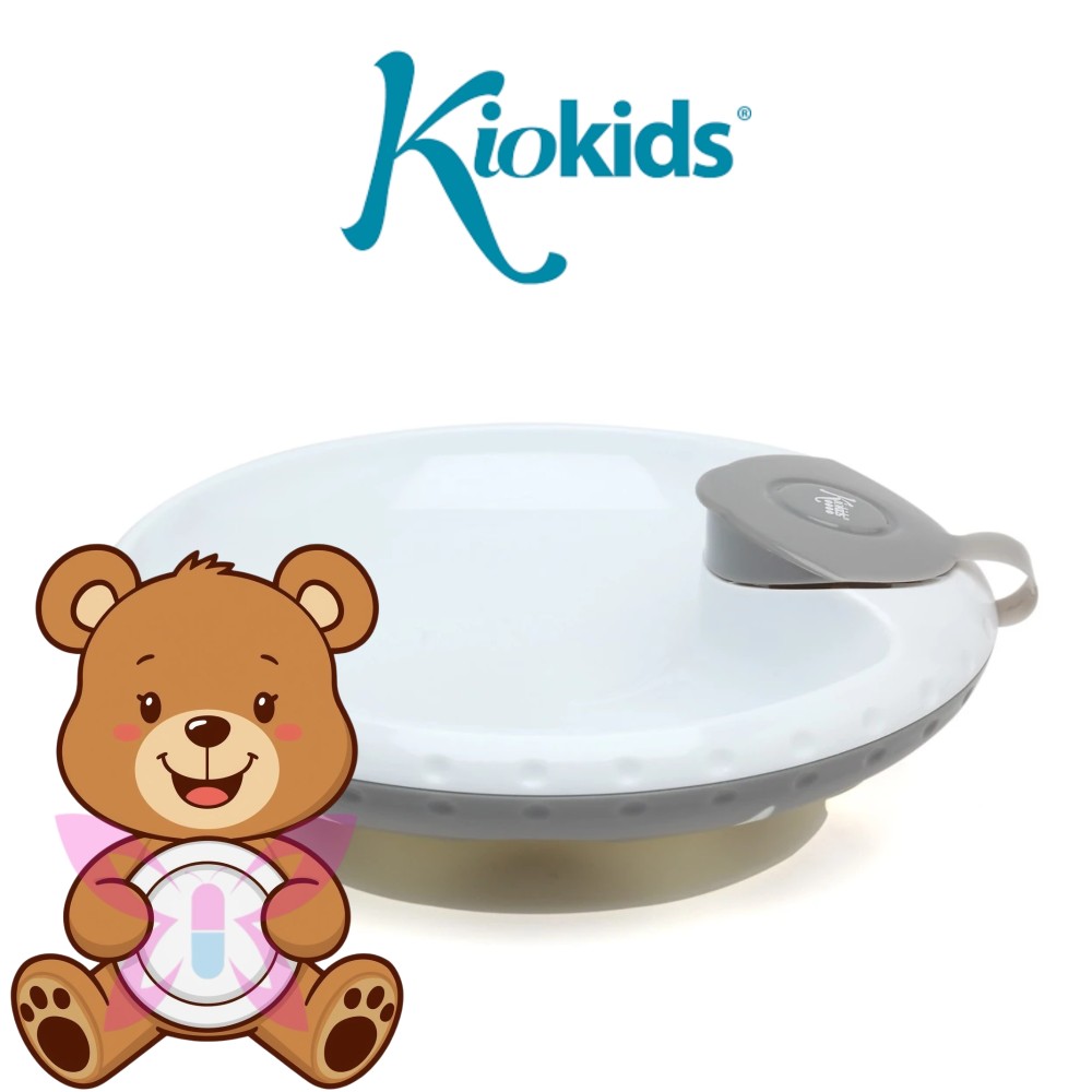 KioKids Piatto Termico con Ventose Grigio