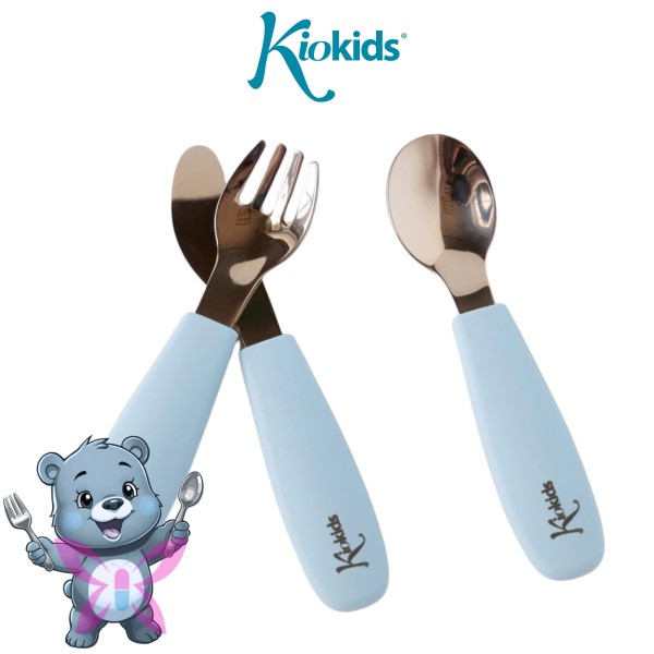 Posate in Acciaio e Silicone Kiokids