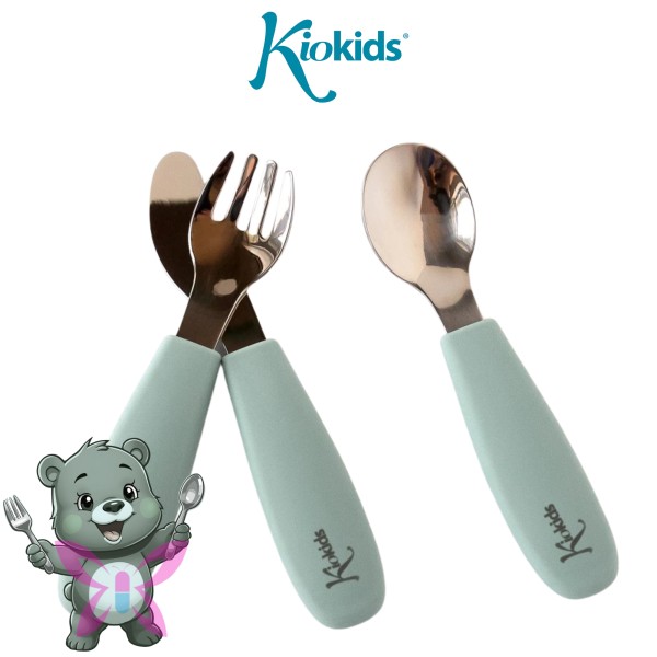 Posate in Acciaio e Silicone Kiokids