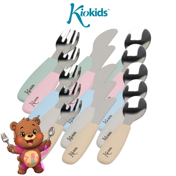 Posate in Acciaio e Silicone Kiokids