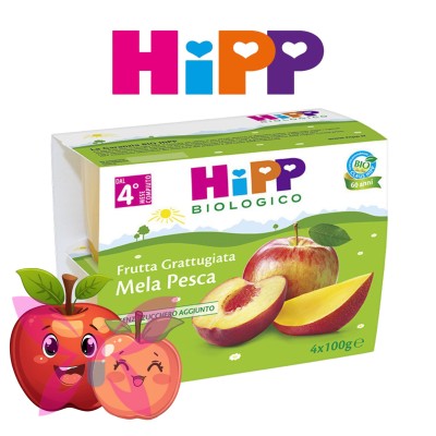 HiPP Bio Frutta Grattugiata Mela Pesca 4x100 g
