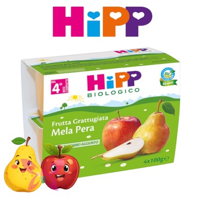 HiPP Frutta Grattugiata Pera e Mela 4x100g