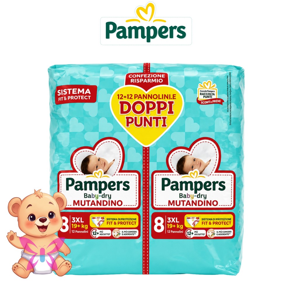 Pampers Baby Dry Mutandino 8 19kg+ 24pz